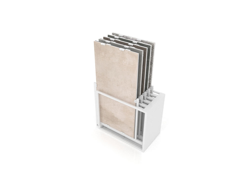 Mueble expositor de azulejos Nebraska 10 160x80 blanco trasera