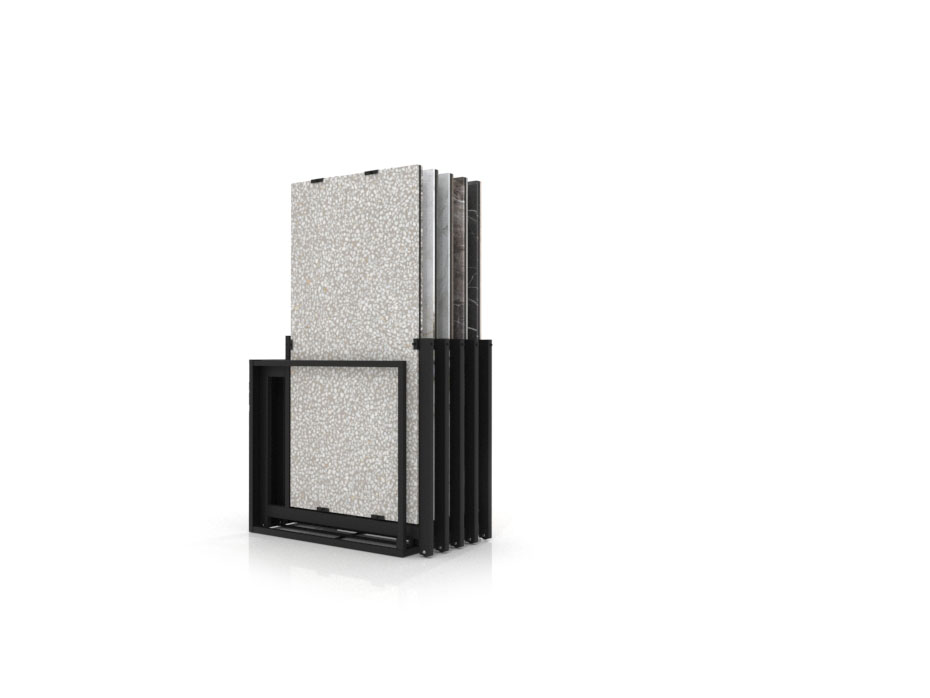 Mueble expositor de azulejos Nebraska 10 negro 160x80 frontal