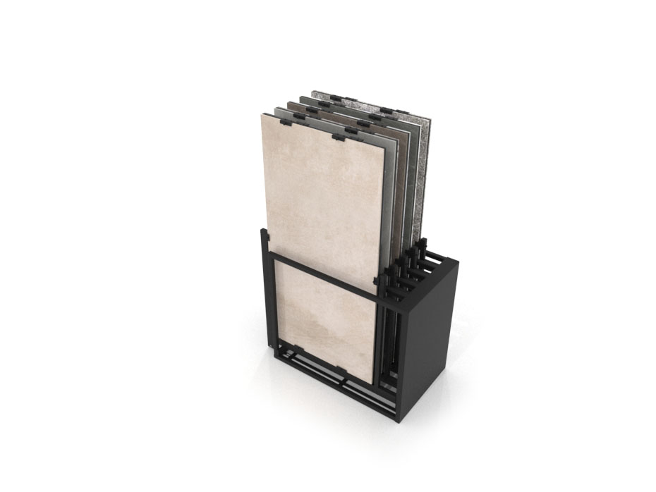 Mueble expositor de azulejos Nebraska 10 negro 160x80 aerea