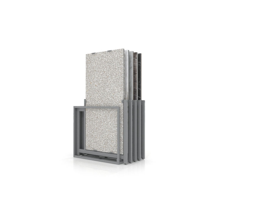 Mueble expositor de azulejos Nebraska 10 plata 160x80 frontal
