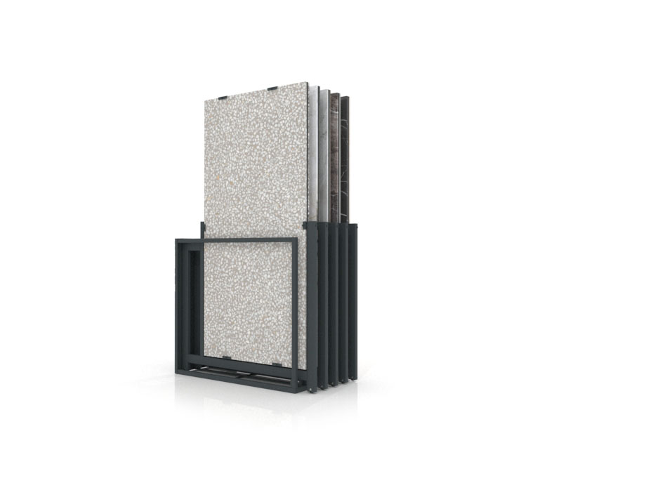Mueble expositor de azulejos Nebraska 10 antracita180x90 frontal