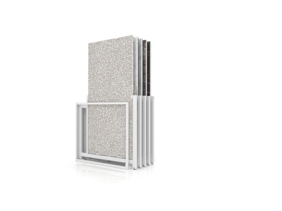 Mueble expositor de azulejos Nebraska 10 blanco 180x90 frontal