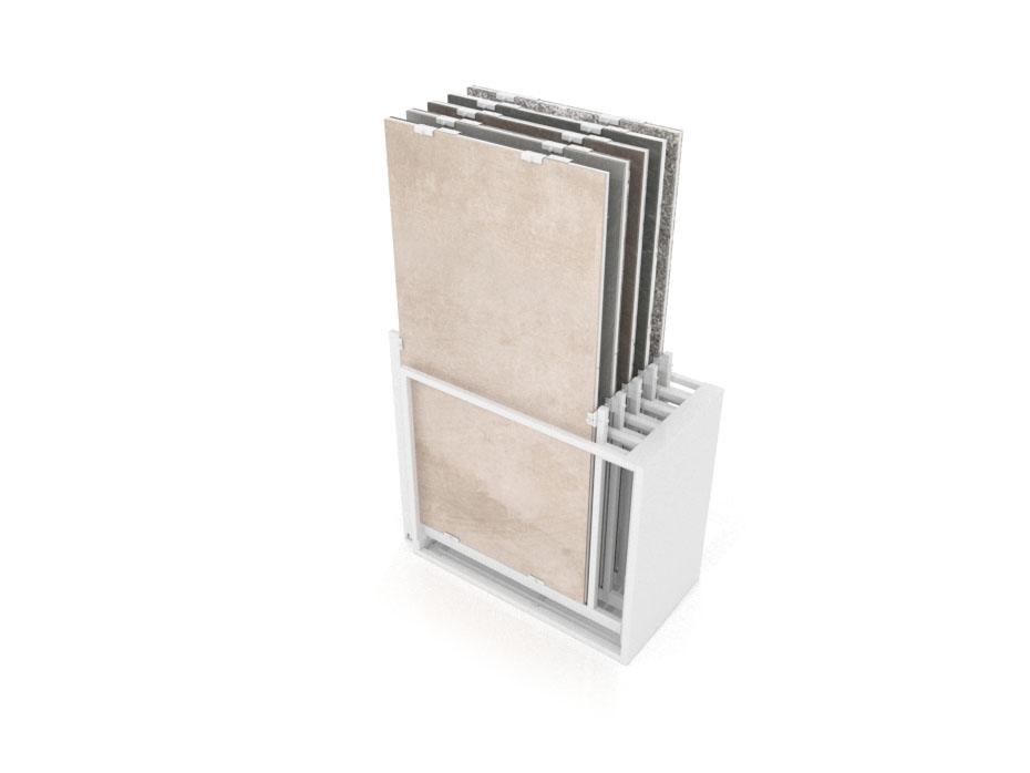 Mueble expositor de azulejos Nebraska 10 180x90 blanco trasera
