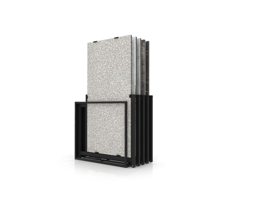 Mueble expositor de azulejos Nebraska 10 negro 180x90 frontal