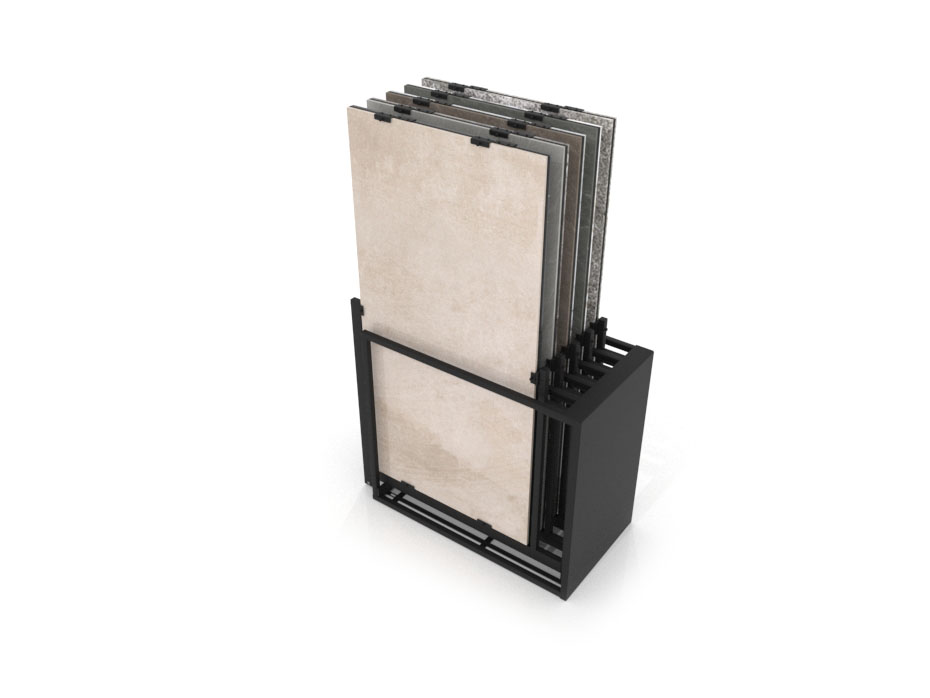 Mueble expositor de azulejos Nebraska 10 180x90 negro trasera