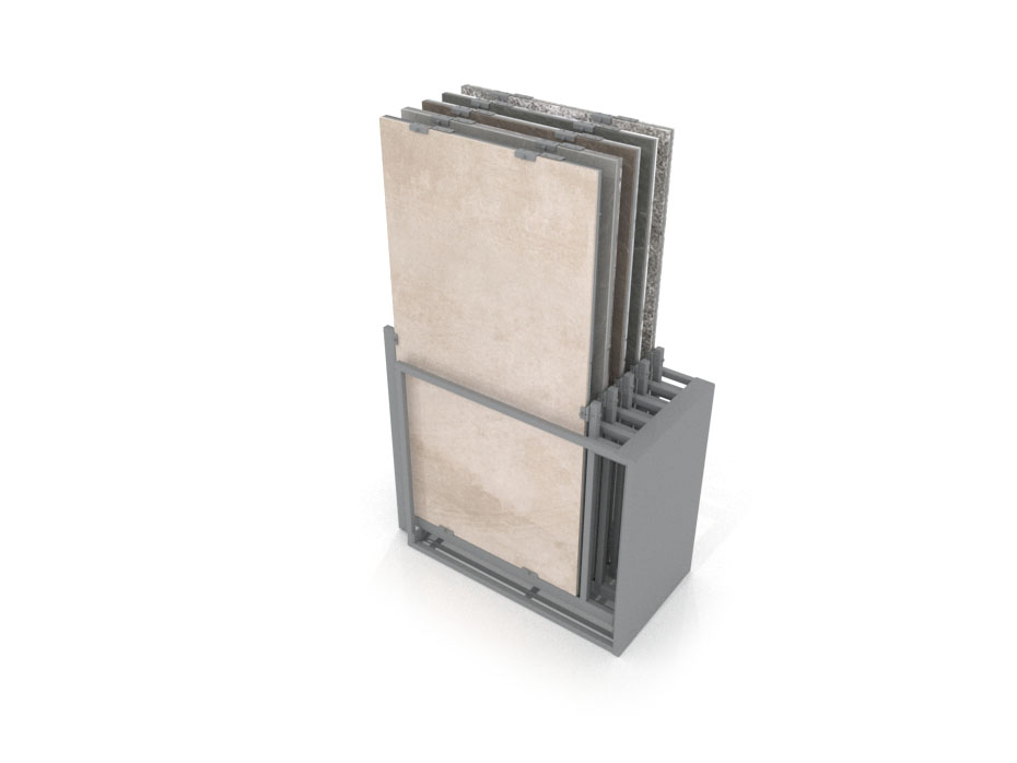 Mueble expositor de azulejos Nebraska 10 180x90 plata trasera