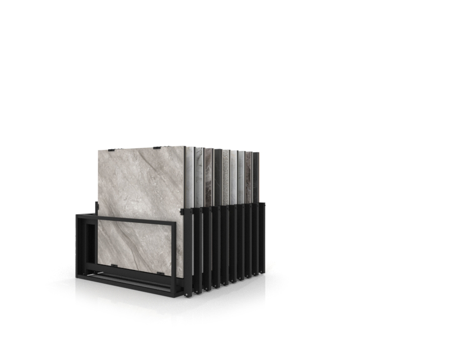 Mueble expositor de azulejos Nebraska 20 negro 100x100 frontal