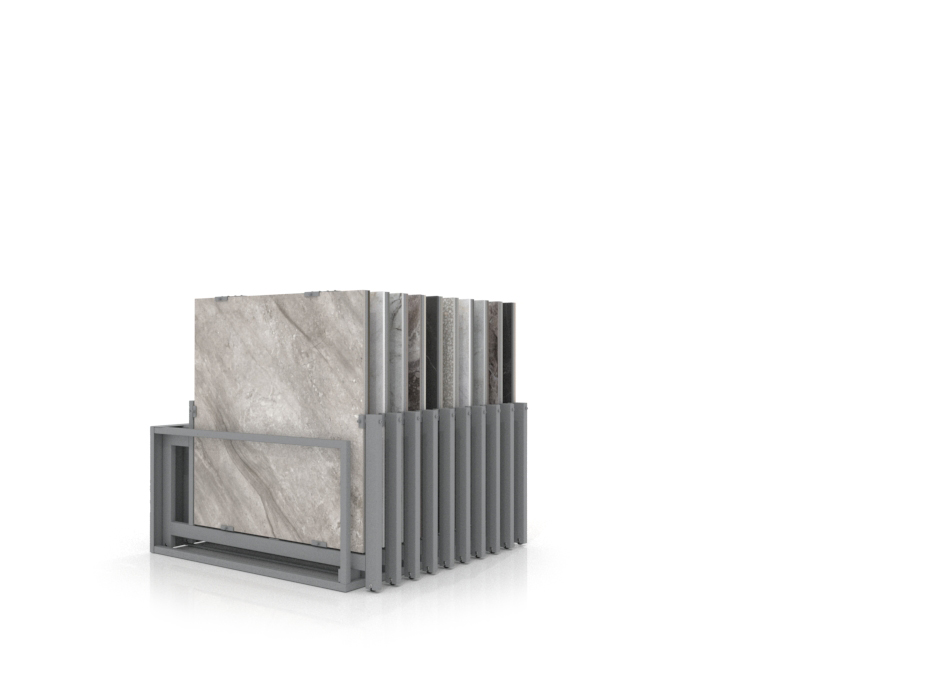 Mueble expositor de azulejos Nebraska 20 plata 100x100 frontal