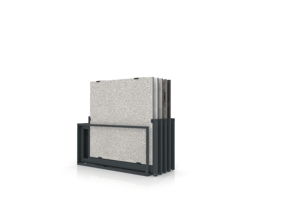 Mueble expositor de azulejos Nebraska 10 120x120 antracita frontal
