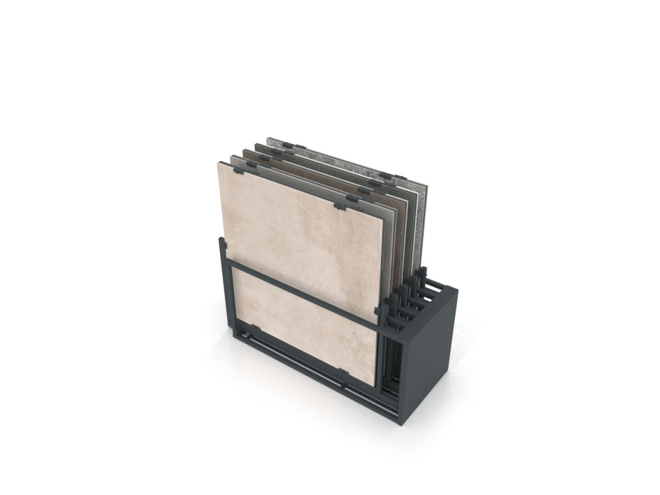 Mueble expositor de azulejos Nebraska 10 120x120 antracita trasera