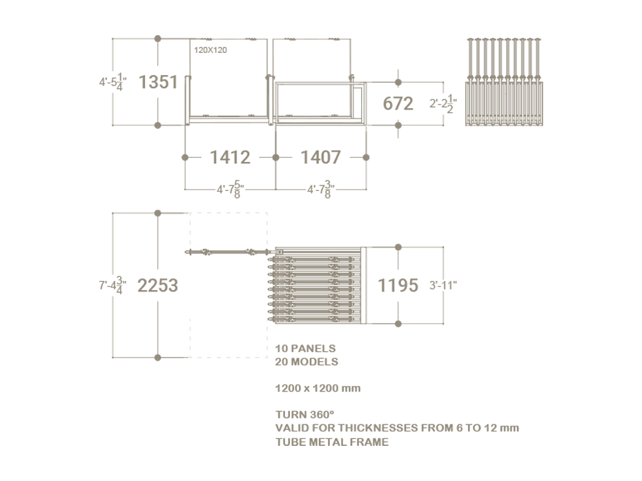 Mueble expositor de azulejos Nebraska 20 120x120 negro plano