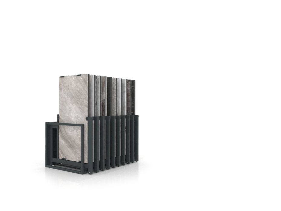 Mueble expositor de azulejos Nebraska 20 antracita 120x60 frontal