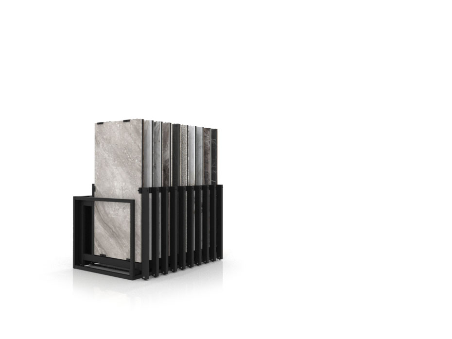 Mueble expositor de azulejos Nebraska 20 negro 120x60 frontal