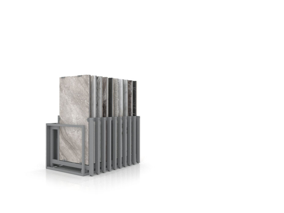 Mueble expositor de azulejos Nebraska 20 plata 120x60 frontal