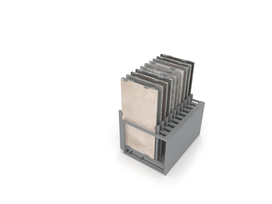 Mueble expositor de azulejos Nebraska 20 120x60 plata trasera