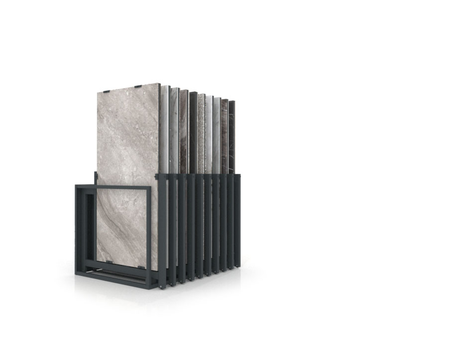 Mueble expositor de azulejos Nebraska 20 antracita 150x75 frontal