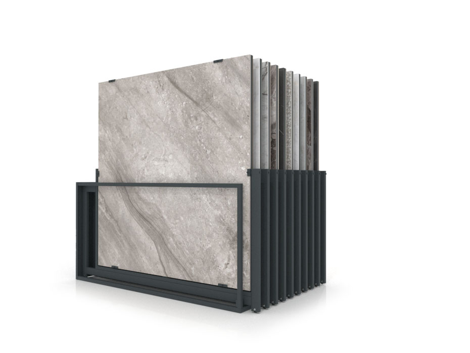 Mueble expositor de azulejos Nebraska 20 160x160 antracita lateral
