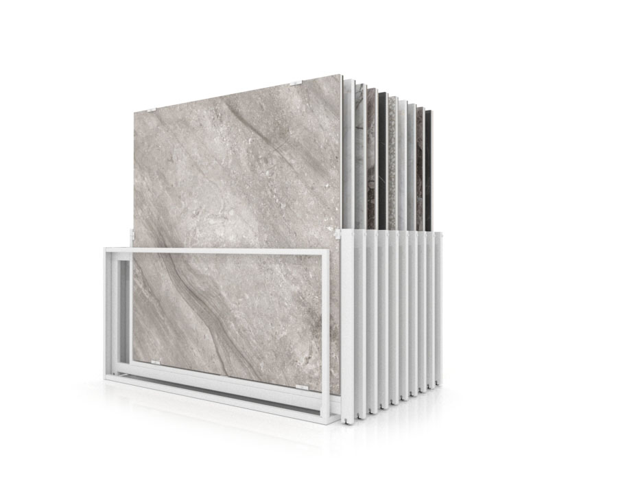Mueble expositor de azulejos Nebraska 10 160x160 blanco frontal