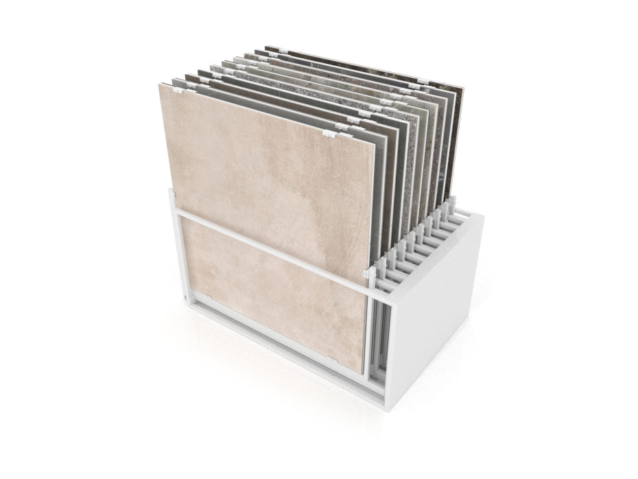 Mueble expositor de azulejos Nebraska 10 160x160 blanco trasera