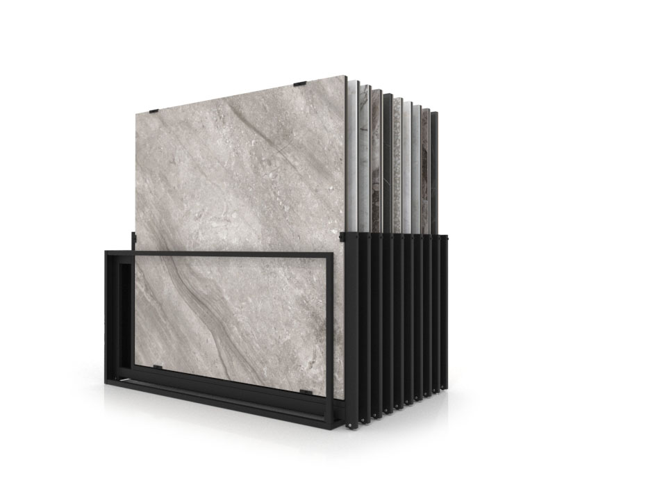 Mueble expositor de azulejos Nebraska 20 negro 160x160 cerrado