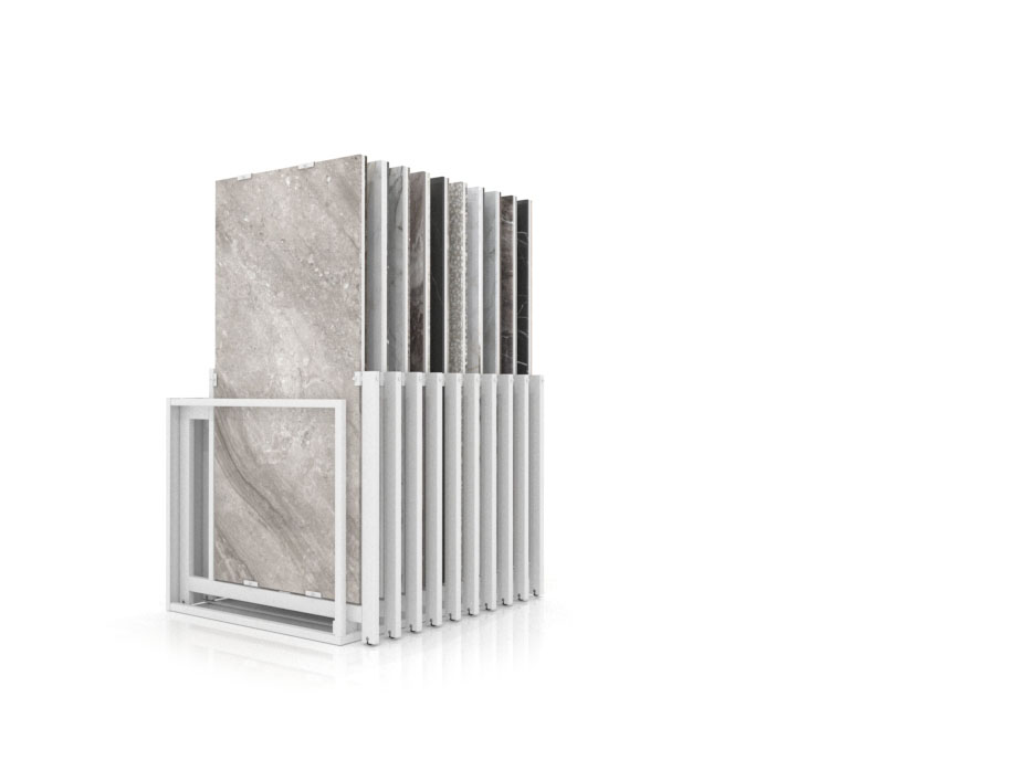 Mueble expositor de azulejos Nebraska 20 blanco 160x80 frontal