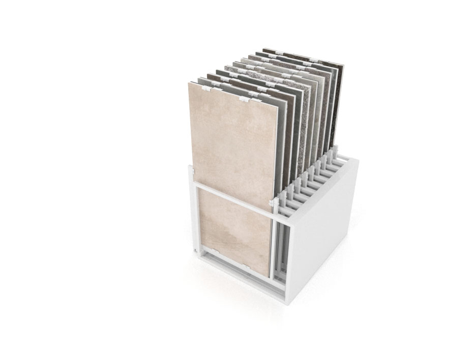 Mueble expositor de azulejos Nebraska 20 blanco 160x80 lateral