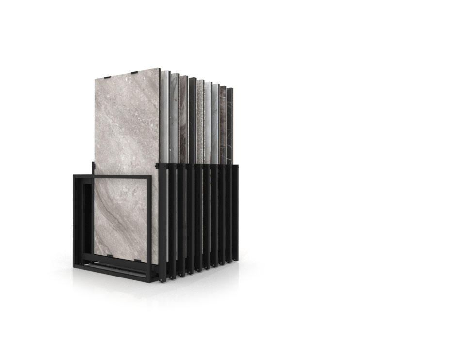 Mueble expositor de azulejos Nebraska 20 negro 160x80 frontal
