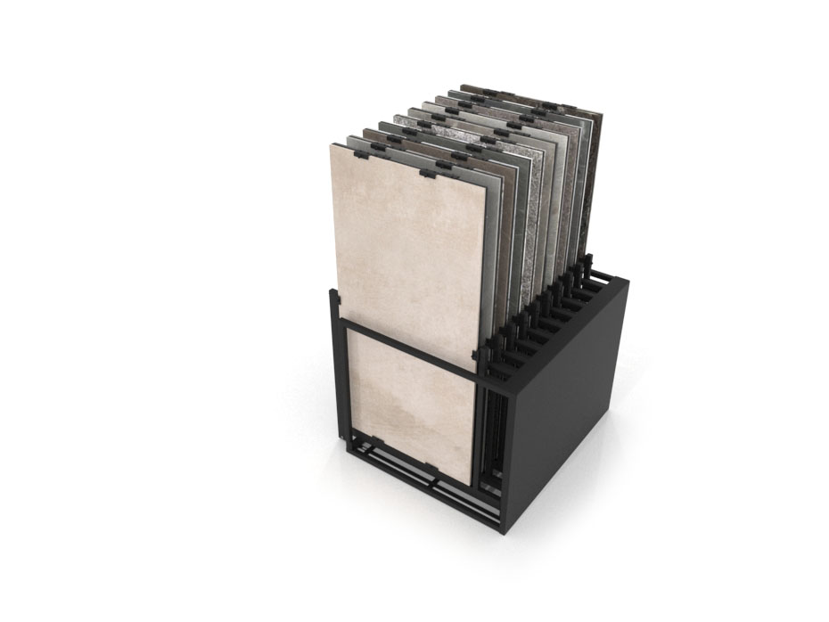 Mueble expositor de azulejos Nebraska 20 negro 160x80 aerea