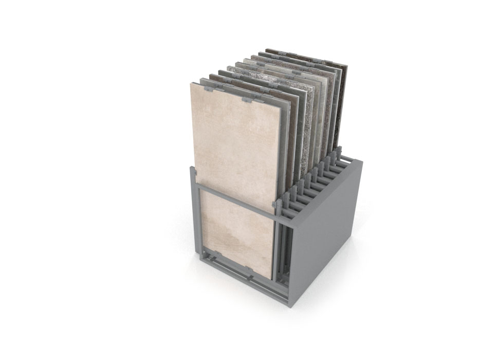 Mueble expositor de azulejos Nebraska 20 plata 160x80 aerea