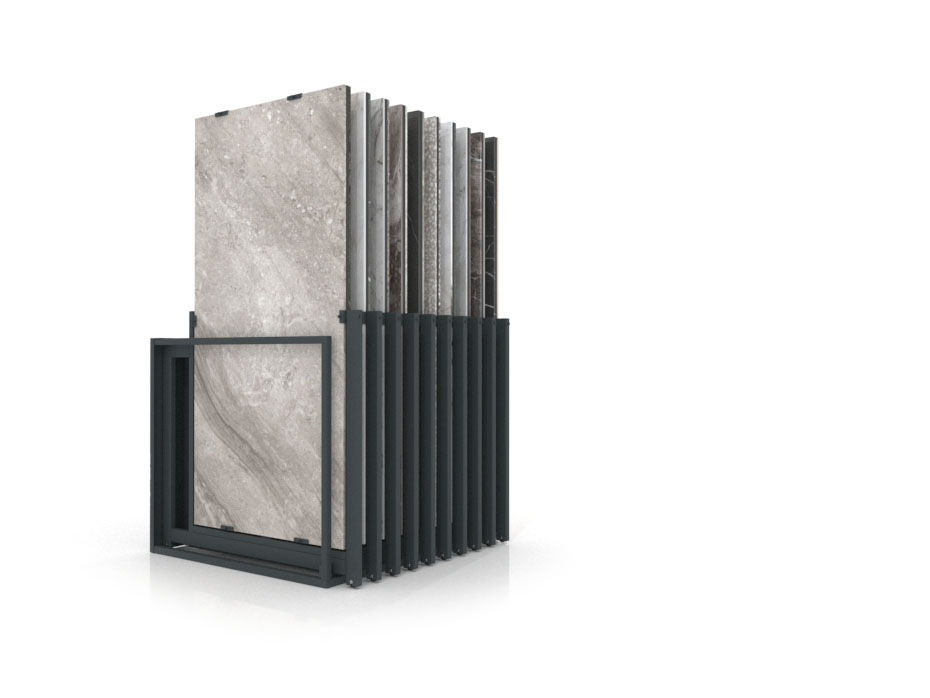 Mueble expositor de azulejos Nebraska 20 antracita 180x90 frontal