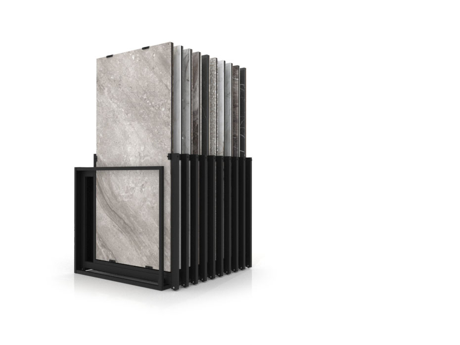 Mueble expositor de azulejos Nebraska 20 negro 180x90 frontal
