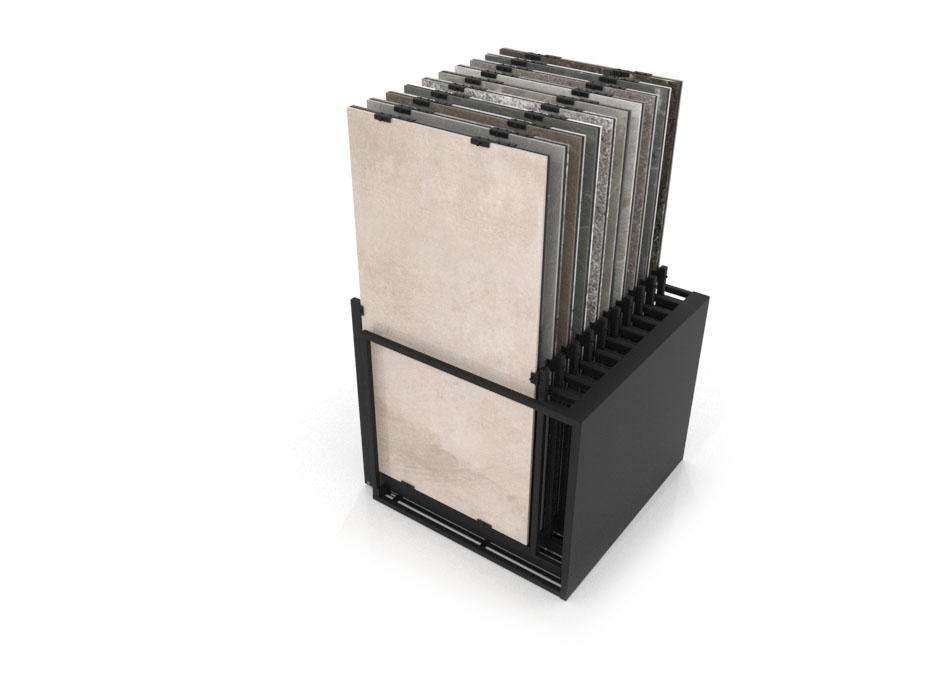 Mueble expositor de azulejos Nebraska 20 180x90 negro trasera