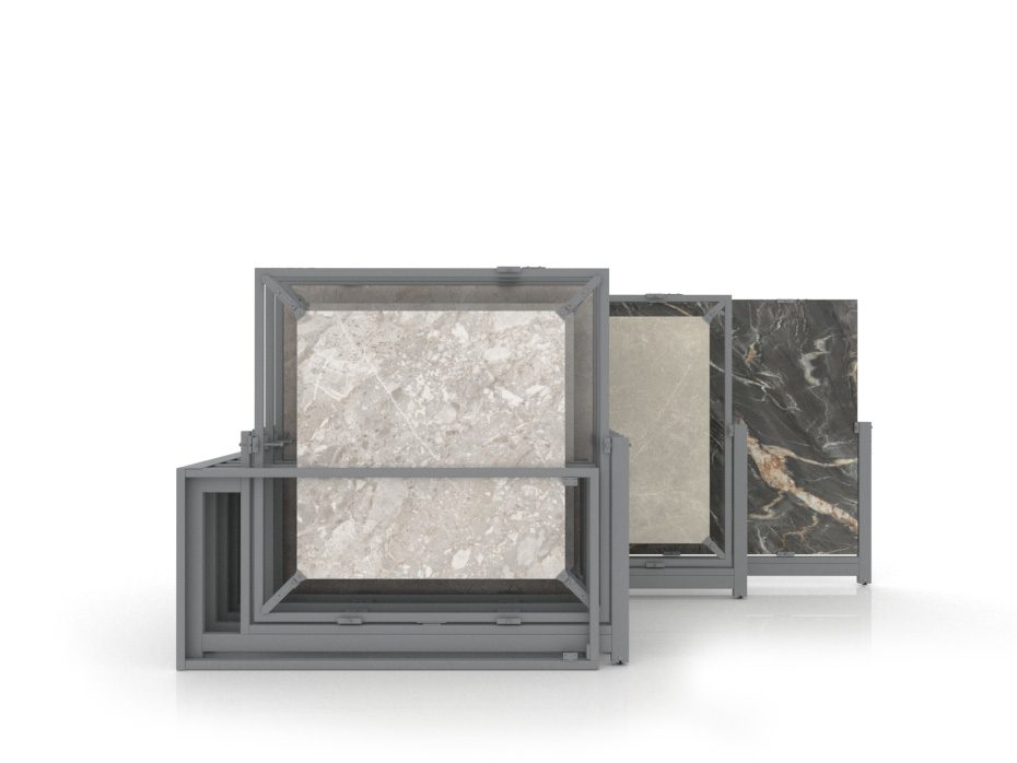 Mobiliario comercial de azulejos Nebraska Multisize 20 plata frontal
