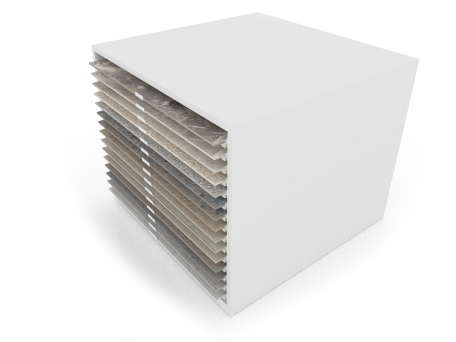 Cajonera para exponer azulejos Oregon 120X120 Blanco Aereo