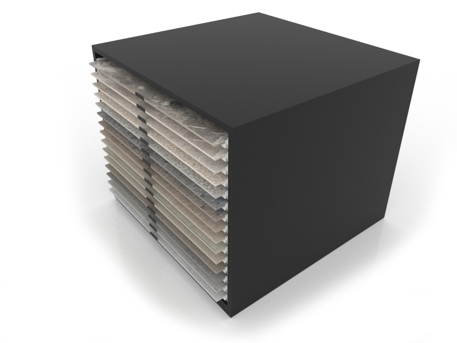 Cajonera para exponer azulejos Oregon 120X120 Negro Aereo