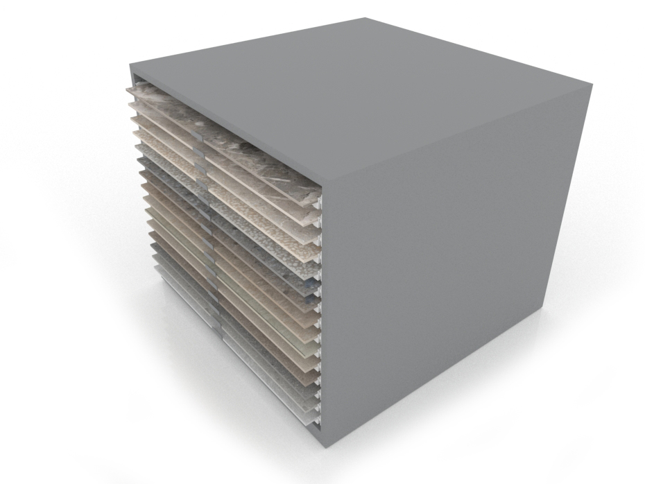 Cajonera para exponer azulejos Oregon 120X120 Plata Aereo