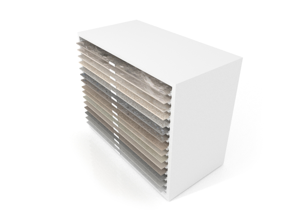 Cajonera para exponer azulejos Oregon 120X60 Blanco Aereo