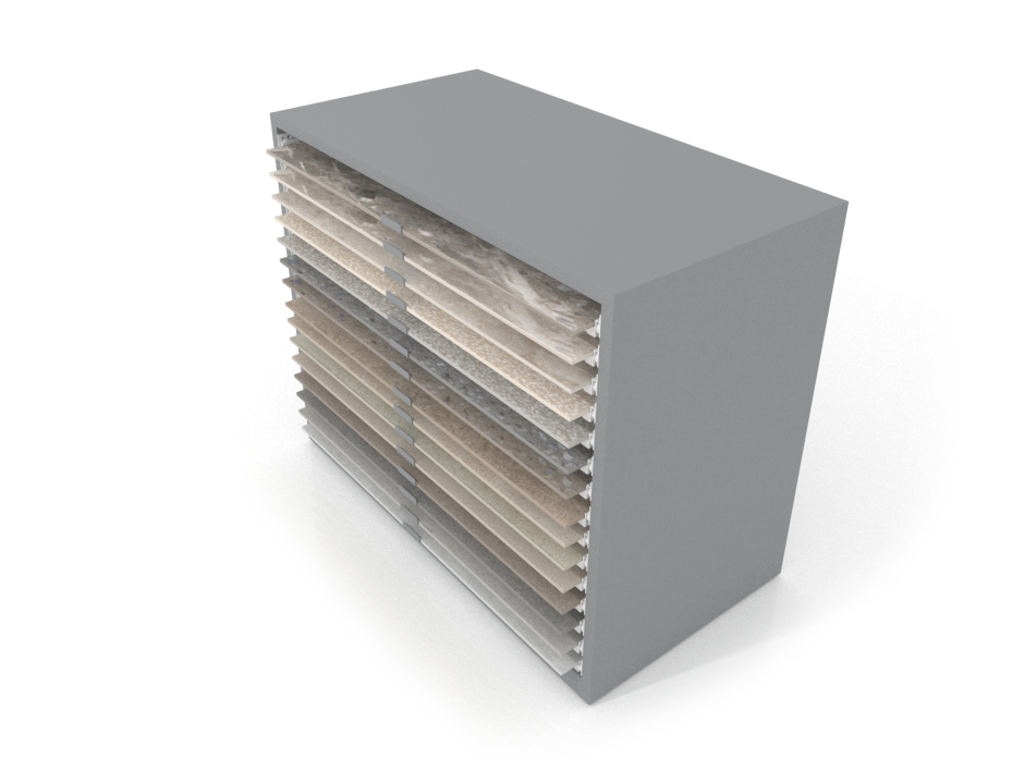 Cajonera para exponer azulejos Oregon 120X60 Plata Aerea