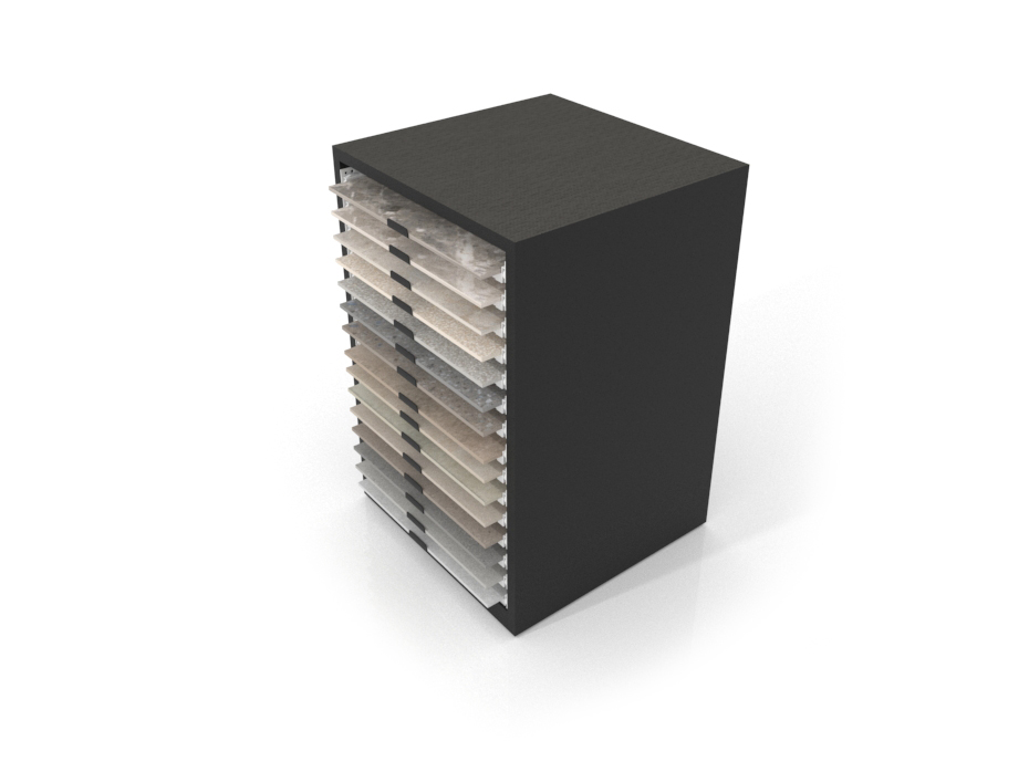 Cajonera para exponer azulejos Oregon 60X60 Negro Aereo Bolon