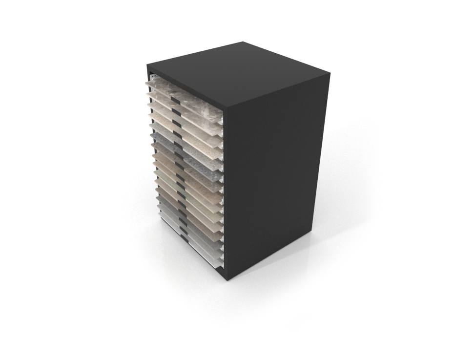 Cajonera para exponer azulejos Oregon 60X60 Negro Aereo