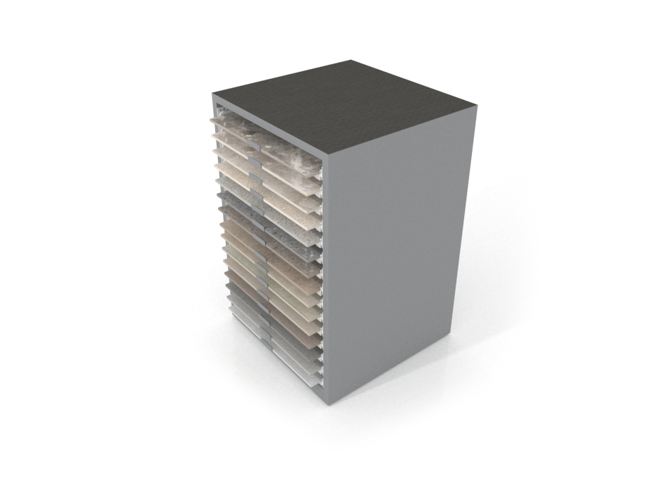 Cajonera para exponer azulejos Oregon 60X60 Plata Aereo Bolon