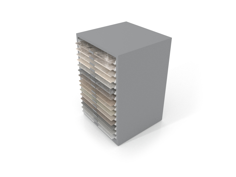 Cajonera para exponer azulejos Oregon 60X60 Plata Aereo