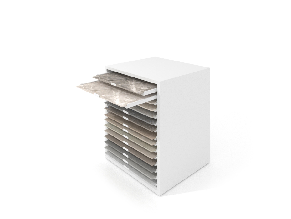  Cajonera para exponer azulejos Oregon 75x75 Blanco Abierto