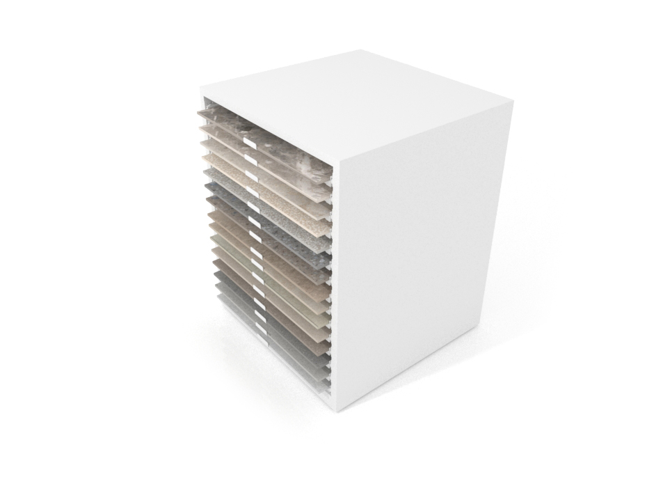 Cajonera para exponer azulejos Oregon 75x75 Blanco Aereo