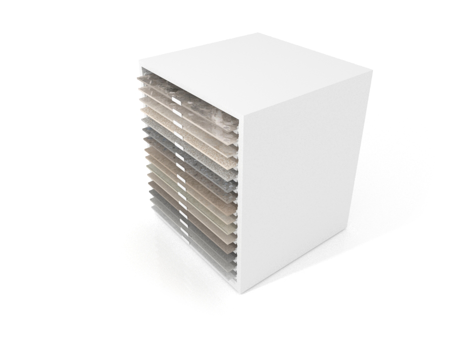 Cajonera para exponer azulejos Oregon 80x80 Blanco Aerea