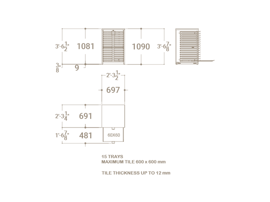 Cajonera para exponer azulejos Oregon 60X60 Blanco Bolon Plano