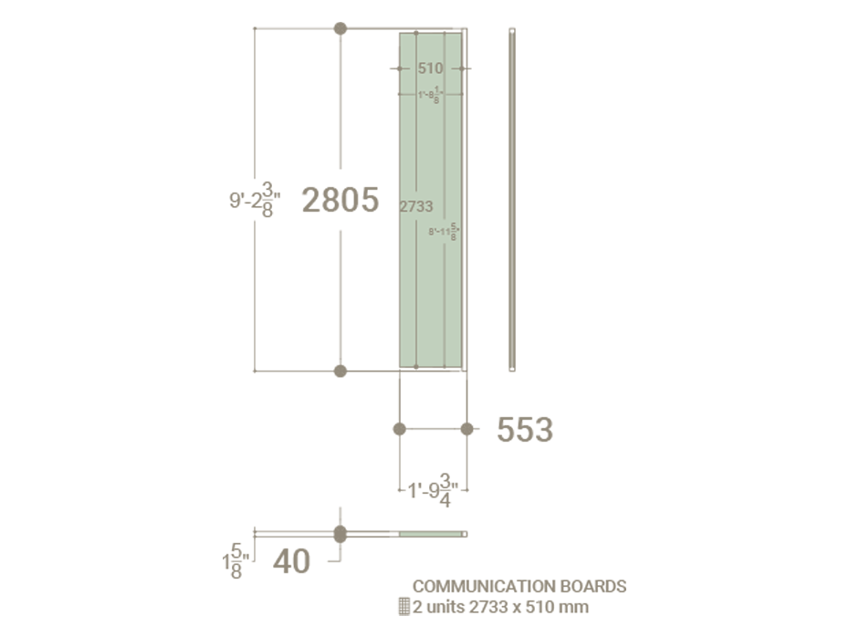Exponer azulejos con Panel de comunicación 2800 blanco plano