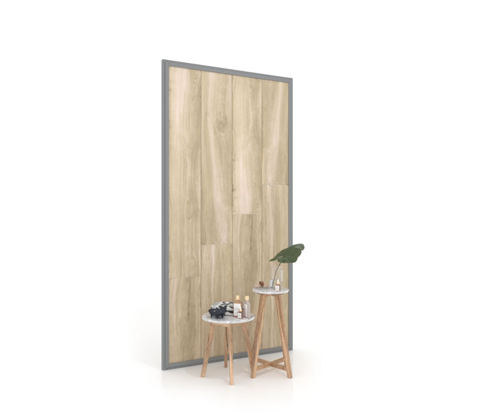 expositor de azulejos Panel intercambiable 120 2515h plata frontal