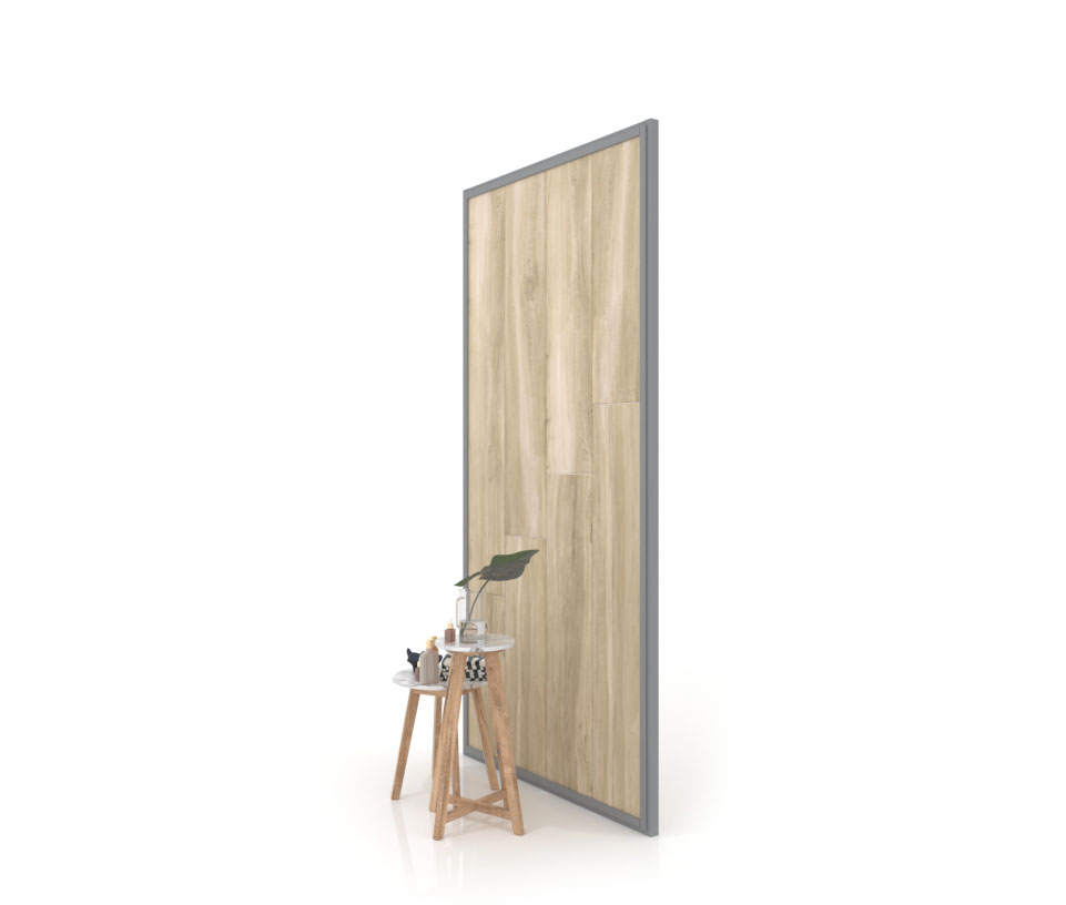 expositor de azulejos Panel intercambiable 120 2515h plata lateral