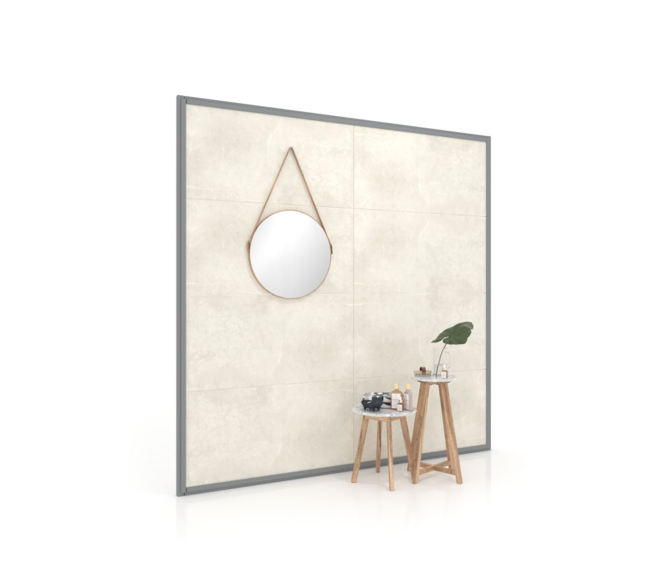 Expositor de azulejos Panel intercambiable 240 2400h plata lateral